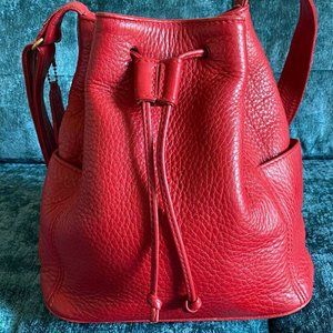 Vintage Coach Pebbled Leather Bucket Bag Red
